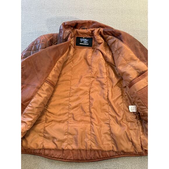 FZ Merchandise Men's Brown Leather Motorcycle Jacket Quilted Shoulders - Picture 10 of 16